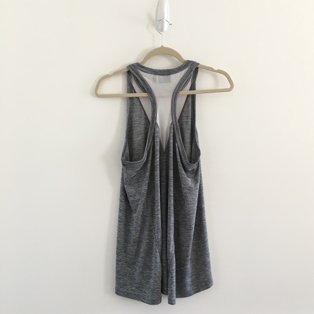 Athleta Utopia Mesh Cutout Halter Gray Tank - Picture 6 of 6